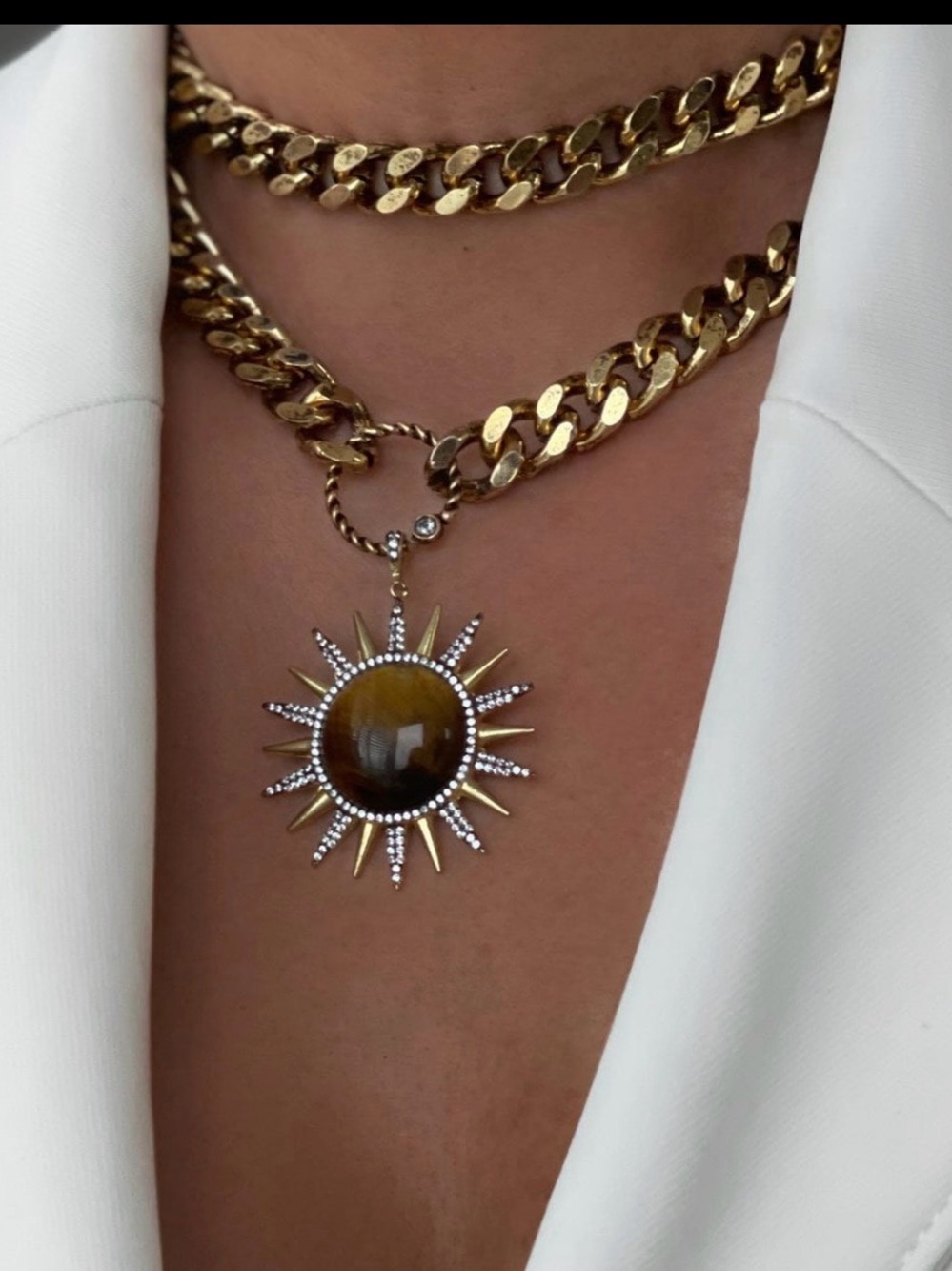 NWOT Tigers Eye Pendant Necklace